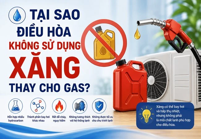 Tại sao điều hòa không sử dụng xăng thay cho Gas?